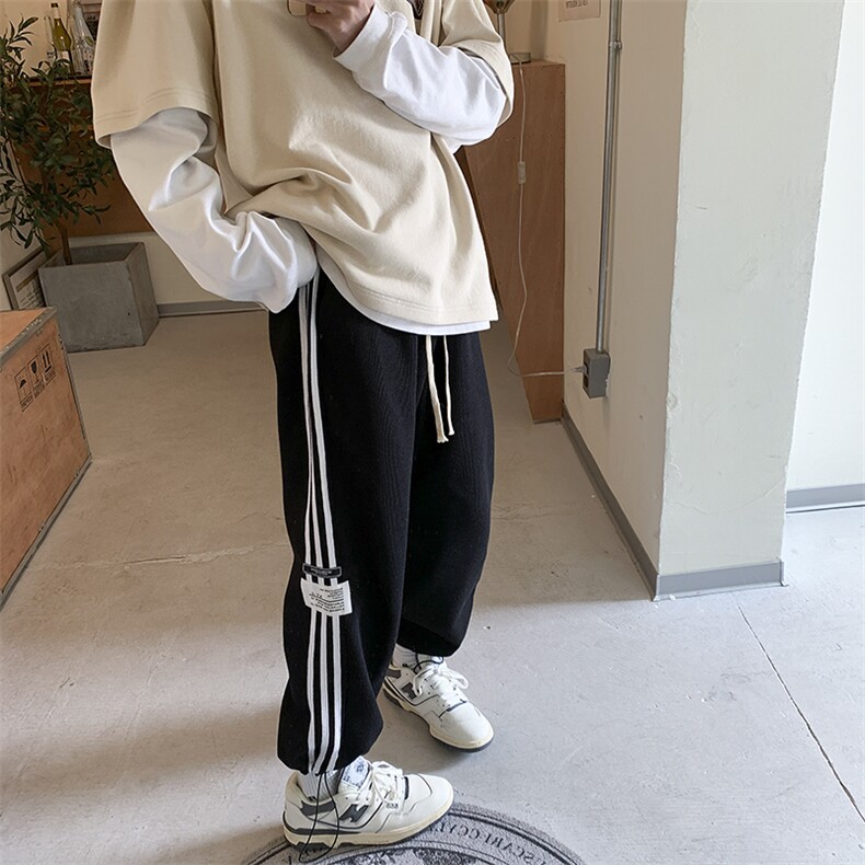 2026秋季华夫格条纹贴标抽绳休闲裤XZ604-KP53-P55控68,男装休闲裤,星座604