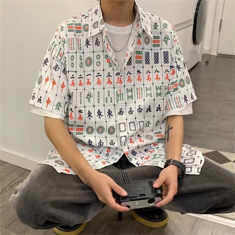 2023男春秋情侣宽松休闲将短袖衬衣SC605P26,男装衬衫,星座1116-2