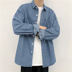 日系cityboy衬衫ins宽松长袖牛仔衬衣外套男港风上衣秋CS225-P45，男装衬衫，星座1008