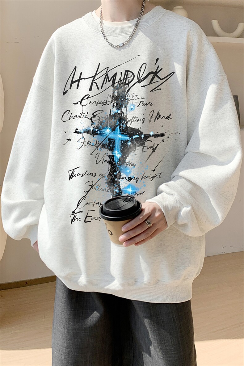 已注册/华棉内景春秋新款创意宽松圆领卫衣男WY00639/P35加绒P45,男装卫衣,电商B316
