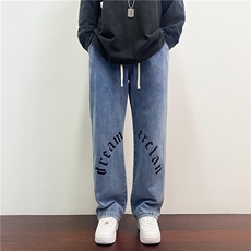 k820-p55-控78拉链黄泥牛仔在高阶宽松大码牛仔裤cityboy，男装牛仔裤，星座116
