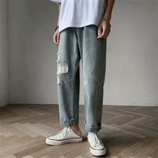 2020破洞裤男潮牌休闲个性韩版ins乞丐裤男女宽松九分裤279-p35，男装牛仔裤，星座1008-2