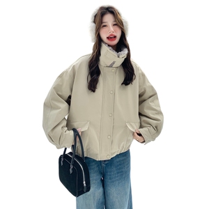 韩系工装风毛领派克羽绒服女冬季小个子高级感百搭加厚保暖短外套图片