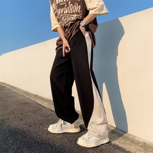 拼接撞色直筒阔腿潮流长裤2024春季新款韩版宽松休闲裤 K6117-P36图片