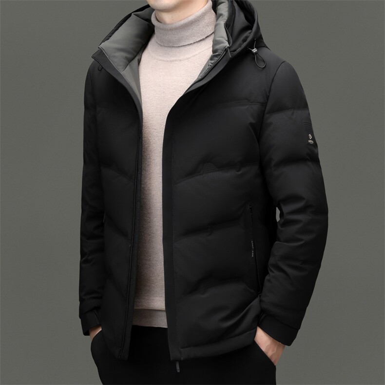 冬季白鸭绒羽绒服休闲男士简约短款时尚商务可脱卸帽防寒男外套,男装羽绒服,钱塘6003（原4033）
