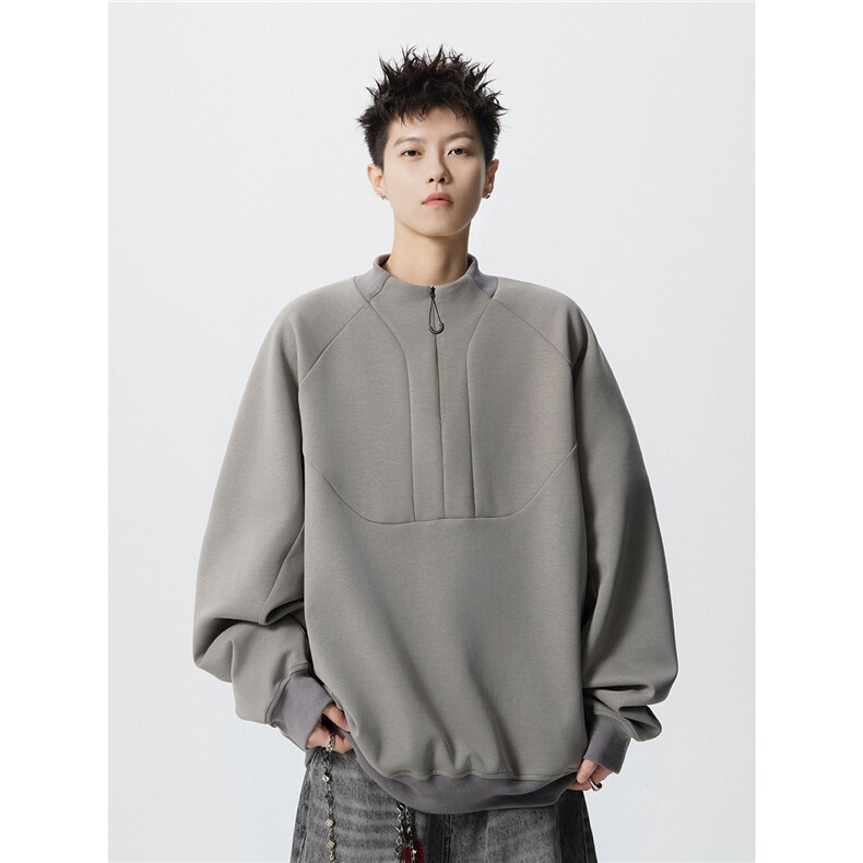 W8596P55控88高品质曼巴棉360克拼接个性半高拉链卫衣，男装卫衣，电商B205