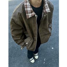 现货自家图放心上美式复古皮衣外套男拼接棒球服807-3-JK81-P90，男装皮衣，星座807-3
