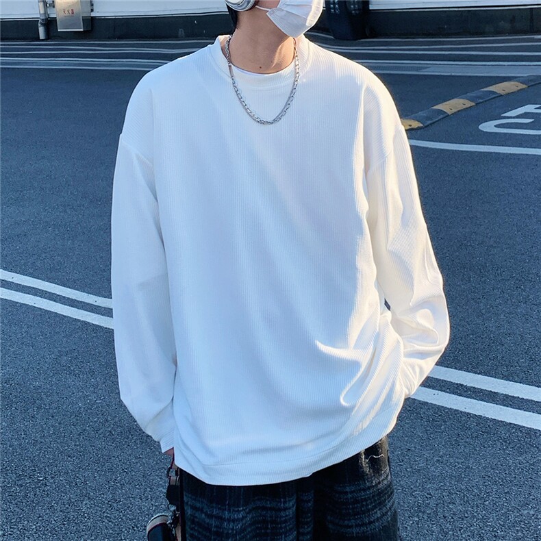 2026春装肌理感男士长袖T恤潮流男袖子纽扣设计 W56681/特P35 白6图片