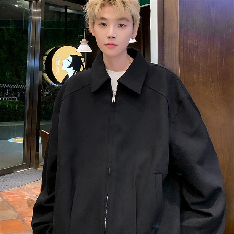 烟紫色夹克男cleanfit外套翻领纯色立体剪裁复古时髦潮Y161/P62,男装夹克,星座506