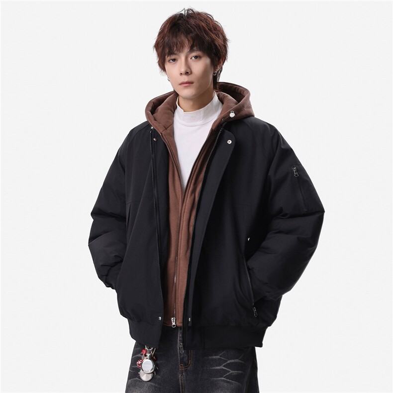新款冬季大码羽绒棉服棉袄连帽假两件韩版宽松外套A436-2583-P95,男装棉衣,电商A436