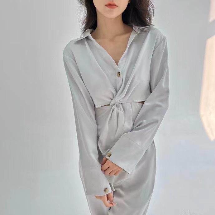 褶皱设计套装，女装职业装，HE