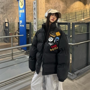 美式高街刺绣贴布棉服冬季加厚痞帅设计感情侣装棉衣JKF908图片