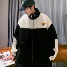 主推款冬款羊羔绒连帽开衫加大加厚棉服男XZ109-P105，男装棉衣，星座109-1