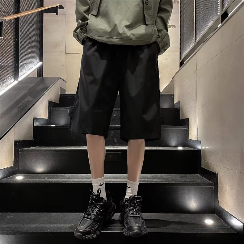 日系宽松型时尚潮牌五分裤直筒纯色青春流行男休闲裤潮工装裤夏季,男装休闲裤,星座601-2