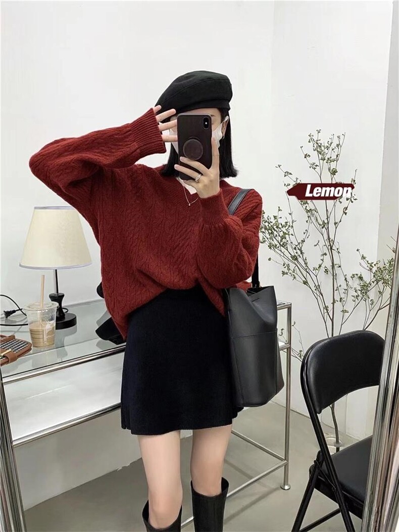 【现货】新款含羊毛毛衣，女装针织衫/毛衣，Yibee