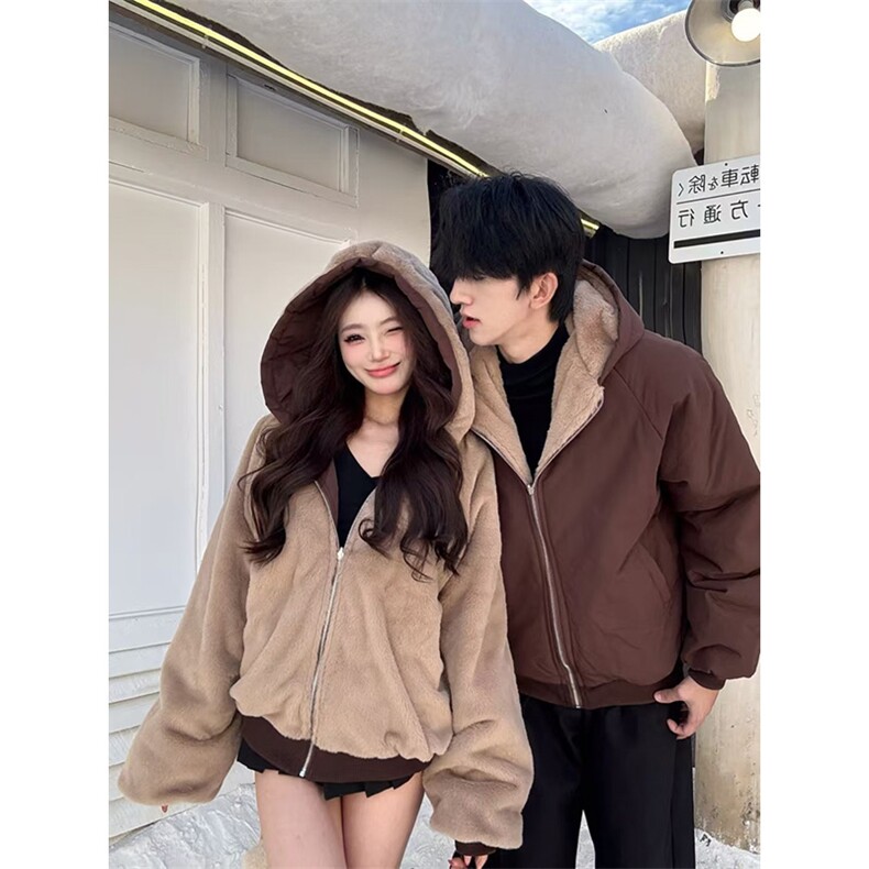 两面穿现货重磅短款座山雕棉衣男女双面穿毛毛绒棉服加厚外套，男装棉衣，电商A486