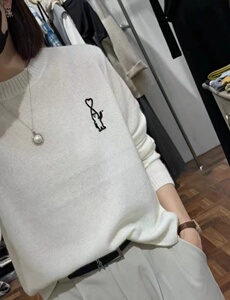 时尚百搭纯毛刺绣圆领针织衫 简约优雅显瘦毛衣,女装针织衫/毛衣,鑫之绒