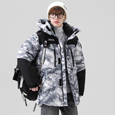 标白鸭绒羽绒服2025潮牌同款迷彩连帽保暖加厚外套DB6591-P180，男装羽绒服，星座1210A