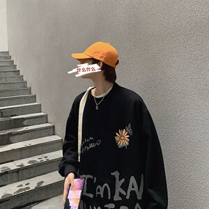 港风新款男女休闲圆领印s花潮流百搭宽松卫衣A816-P45图片