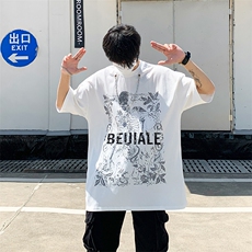 潮牌亚比风衣服男女宽松项链装饰骷髅短袖T恤半袖T0838-P26，男装T恤，星座308B-1