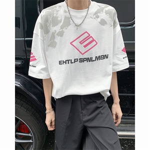 C418-P33 夏季新款设计感嘻哈宽松上衣美式潮牌短袖T恤男 现货图片