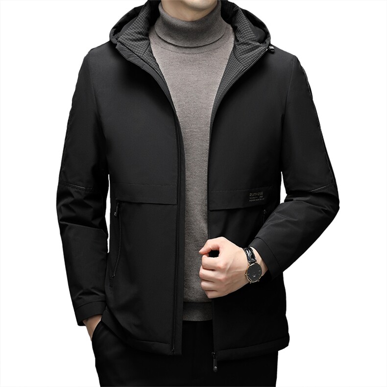 冬季新款中年男士加厚保暖羽绒服冬装中年商务休闲可脱卸帽外套,男装羽绒服,电商B212（原钱塘6029）