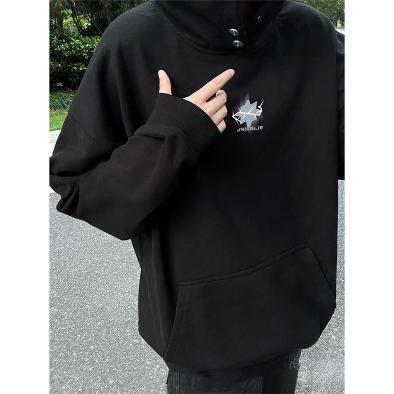 抖音得物品质380克全棉美式宽松两粒扣印花连帽卫衣ACM2201,男装卫衣,电商A443