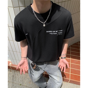 美式短款cleanfit重磅解构boxy拼接字母短袖T恤男女潮 D426 特P28图片
