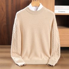 男士羊绒套衫羊绒纯色简约商务休闲风男装，男装羊绒套衫，美创羊绒