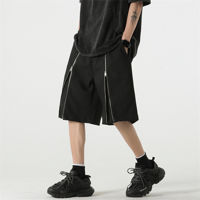 美式高街拉链机能休闲短裤男潮牌宽松西裤XZ211-1-K2323-P45,男装牛仔裤,星座211-1