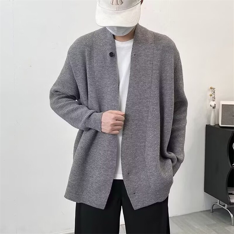 冬季小众设计感V领针织开衫男款宽松百搭慵懒轻熟风毛衣外套MY888,男装针织衫/毛衣,星座506