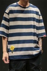 港风条纹短袖T恤潮牌夏季大码休闲男款号T9104P30【特价】，男装T恤，电商A007