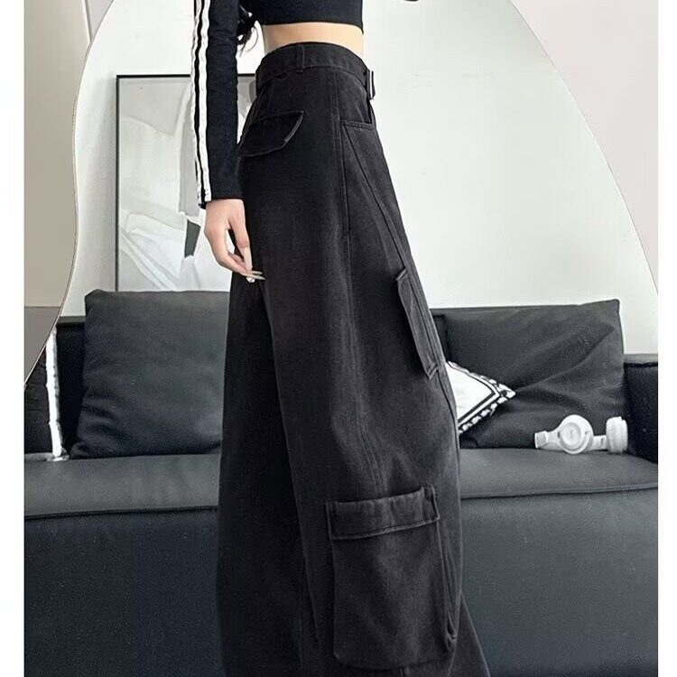 美式高街复古牛仔工装裤女2026新款vibe宽松显瘦直筒阔腿拖地裤子,男装工装外套,星座506A