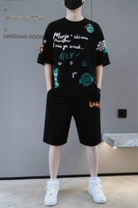 夏季新款短袖T恤套装两件套青少年宽松韩版潮流男装F310P58，男装休闲套装，电商A086