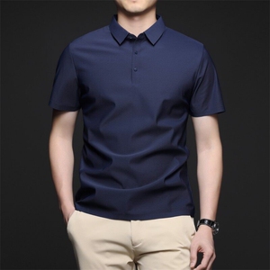 夏季高档男士POLO衫时尚新款翻领冰丝短袖T恤商务休闲男装衬衣图片