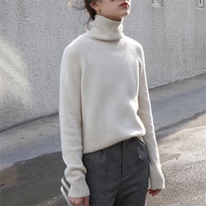 秋季新款舒适显瘦时尚百搭插肩高领套头毛衣,女装针织衫/毛衣,恒恩羊绒