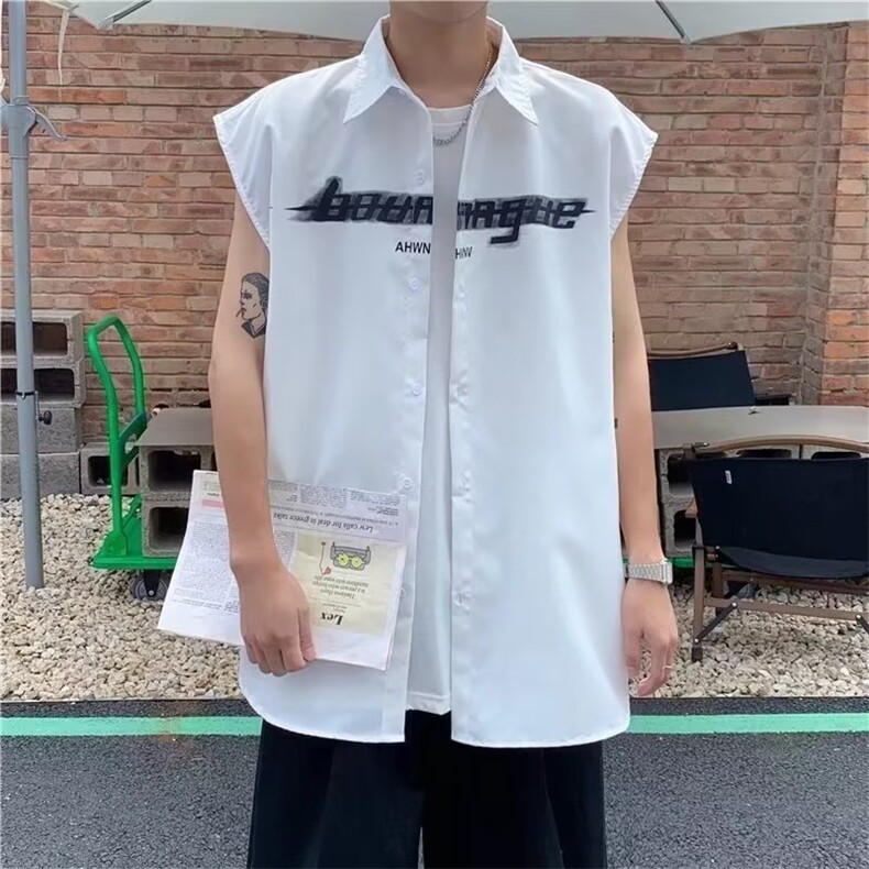 @港风无袖衬衫男夏季韩版潮流马甲衬衣CS616-P30,男装背心/马甲,星座1109-3