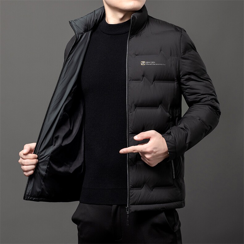 冬季男士白鸭绒羽绒服加厚保暖商务休闲短款立领夹克冬装外套男,男装夹克,钱塘6003（原4033）