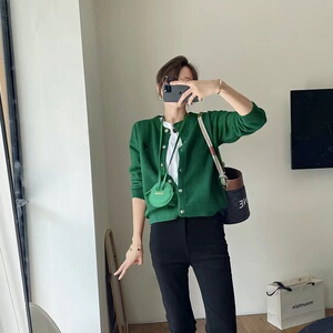 春秋新款针织开衫女宽松短款外套针织衫韩版百搭洋气图片