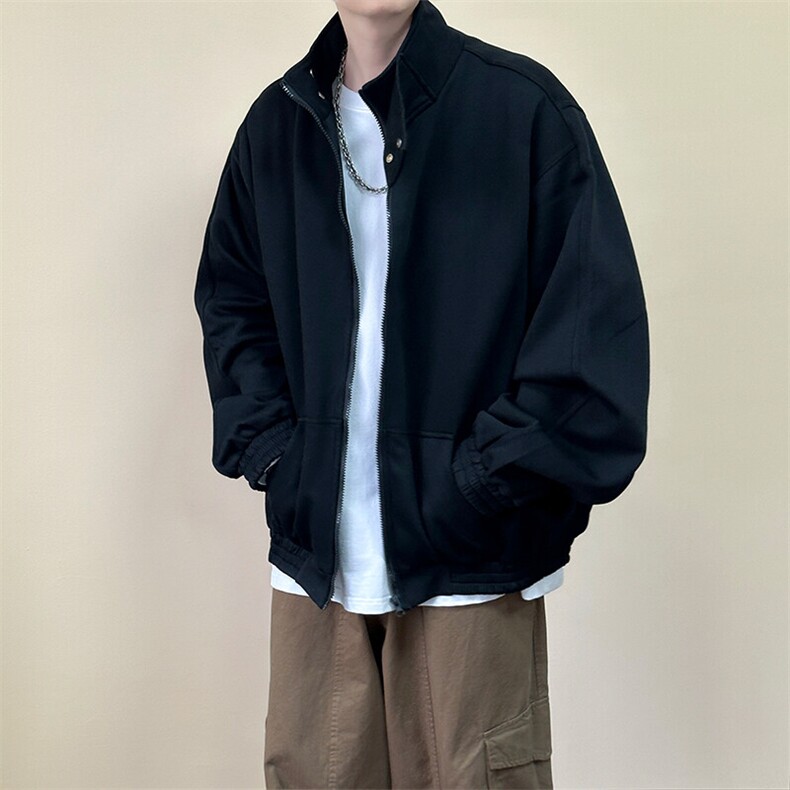 现货-春秋立领开衫卫衣男时尚外套潮牌宽松上衣-AJ23054-P88,男装夹克,电商A351