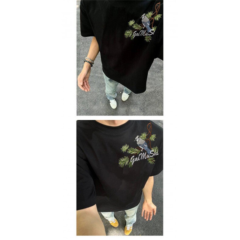 M440-P35美式原创潮牌刺绣罗汉松宽松设计感短袖t恤男女,男装T恤,星座617A-1（原B318A）