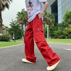 美式多口袋工装裤男士夏季痞帅宽松直筒长裤bf潮牌高街机能风裤子，男装休闲裤，四季星座218-1