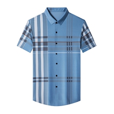 C1116钱塘2020-1无痕精品格子休闲商务男士短袖衬衫P75，男装衬衫，钱塘207-2