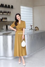 腰带收腰连衣裙，女装连衣裙，珀莎