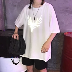 美式高街痞帅模糊字母短袖T恤男女夏设计感oversize街头学生上衣，男装T恤，星座1409-3