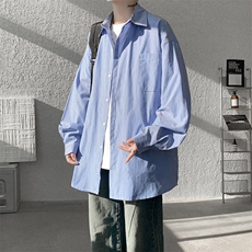 春夏条纹衬衫男长袖薄款痞帅高级感宽松慵懒风大码衬衣CS29003P45，男装衬衫，电商B312