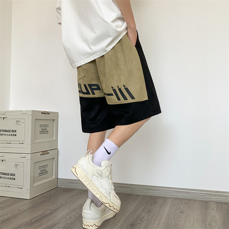 B239-1520-P43美式拼接印花休闲短裤男麂皮绒男学生运动五分裤子,男装休闲裤,星座514-2(原B239)