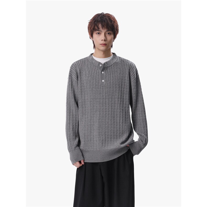 1303B-MY804-P45特P78高品质绞花男女休闲亨利领毛衣备大货,男装针织衫/毛衣,星座1303B