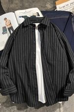 秋季长袖衬衫男士休闲韩版潮流宽松条纹衬衣外套DF07T，男装衬衫，电商A102