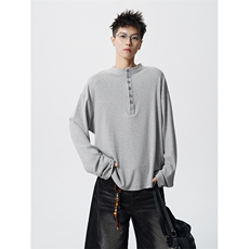 高级风纯色透气亲肤亨利领长袖T恤垂感丝滑通勤打底衫CX3001P38，男装T恤，电商D206-1